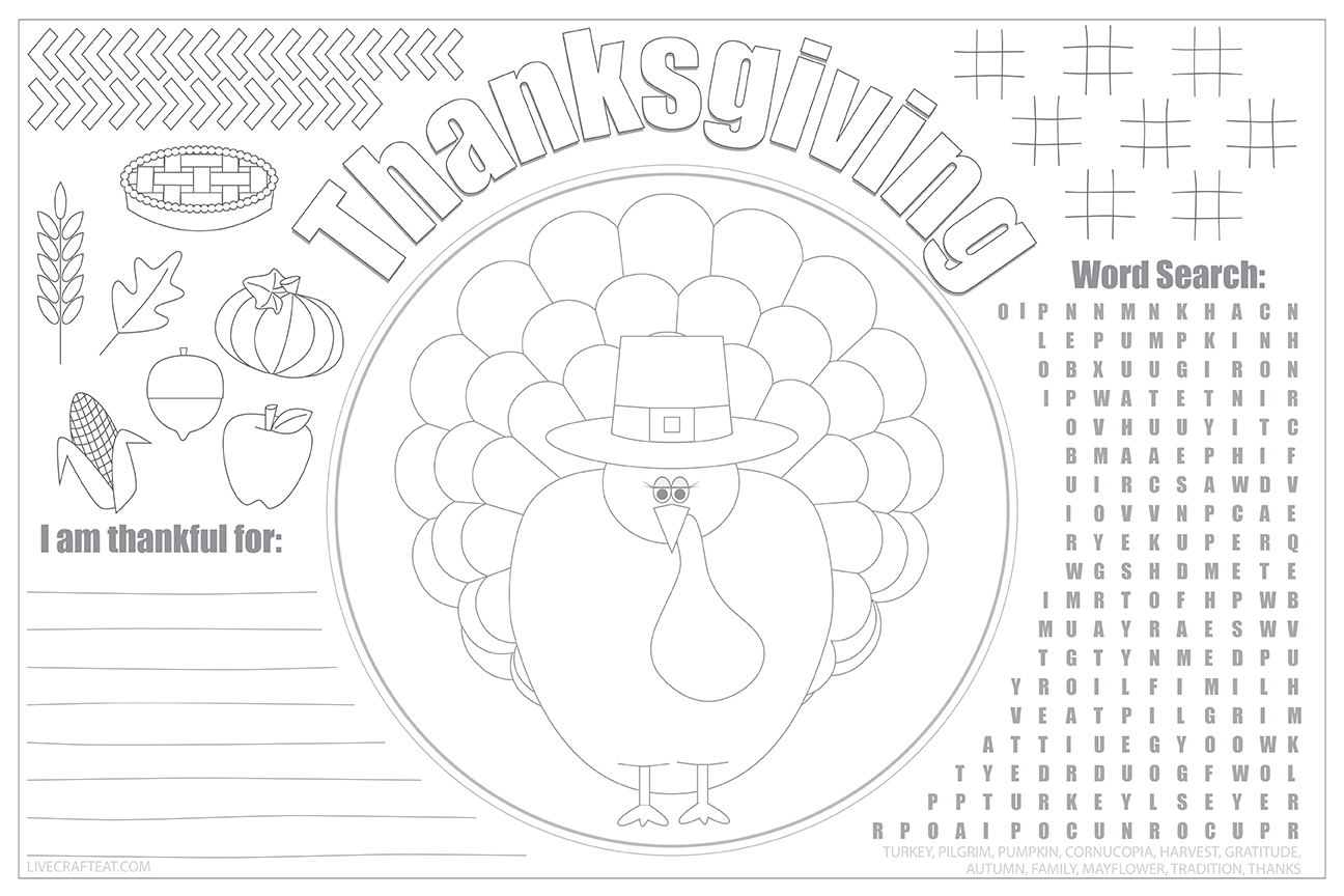 printable thanksgiving placemats for kids - free | live craft eat